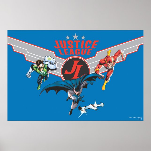 Justice League Flies Luft Badge and Heroes Poster (Framsidan)