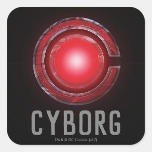 Justice League Glowing Cyborg Symbol Fyrkantigt Klistermärke