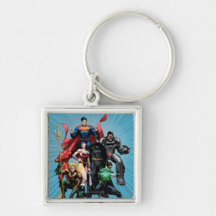 Justice League - Grupp 2 Fyrkantig Silverfärgad Nyckelring