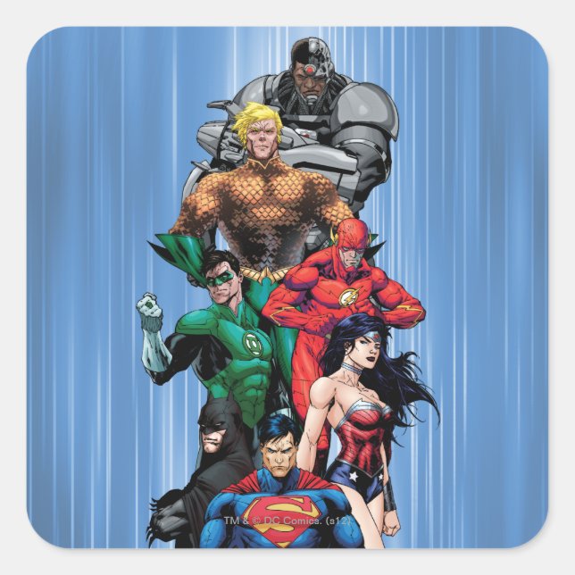 Justice League - Grupp 3 Fyrkantigt Klistermärke (Framsida)