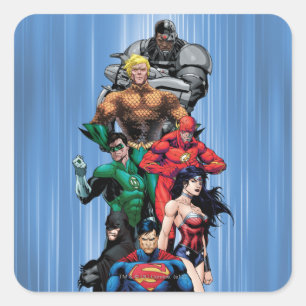 Justice League - Grupp 3 Fyrkantigt Klistermärke