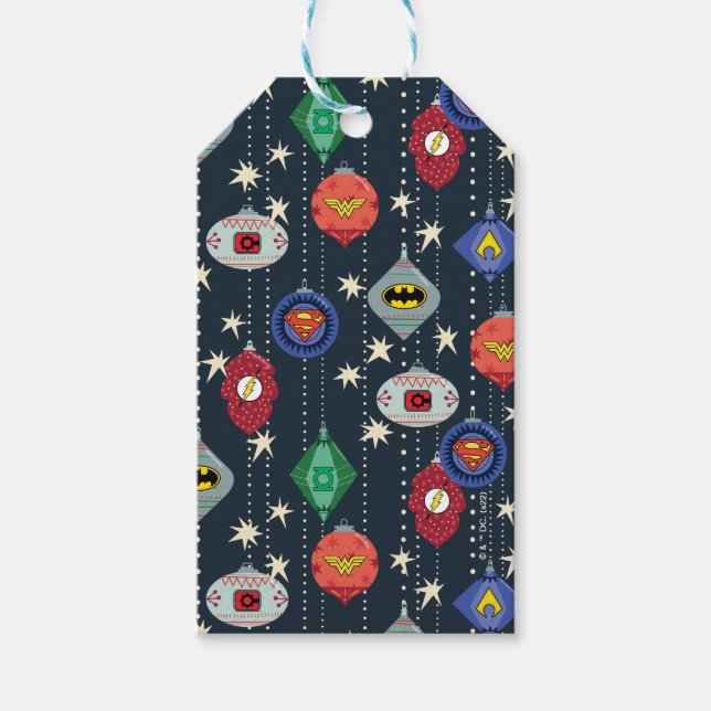 Justice League Helgdag Bauble Mönster Presentetikett (Framsidan)