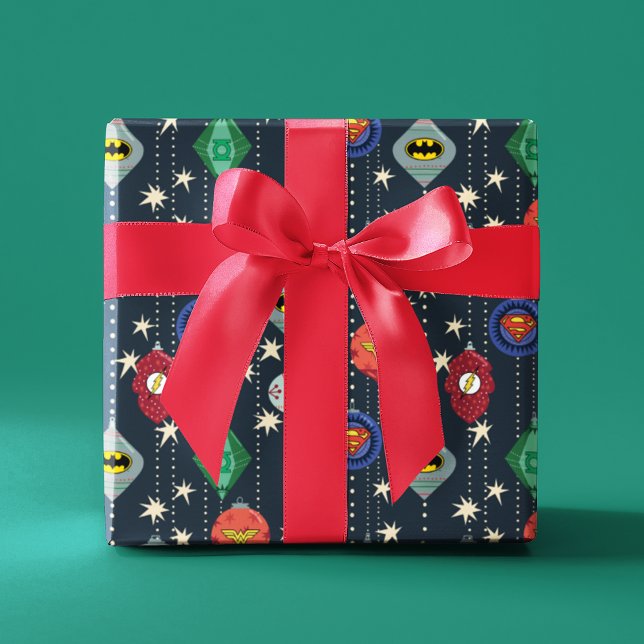 Justice League Helgdag Bauble Mönster Presentpapper (Wrapping paper on gift)