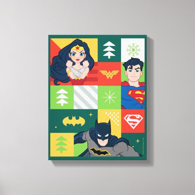 Justice League Helgdag Collage Canvastryck (Framsida)