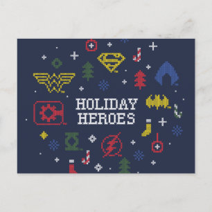 Justice League "Helgdag Heroes" Faux Kor-Stitch Helg Vykort