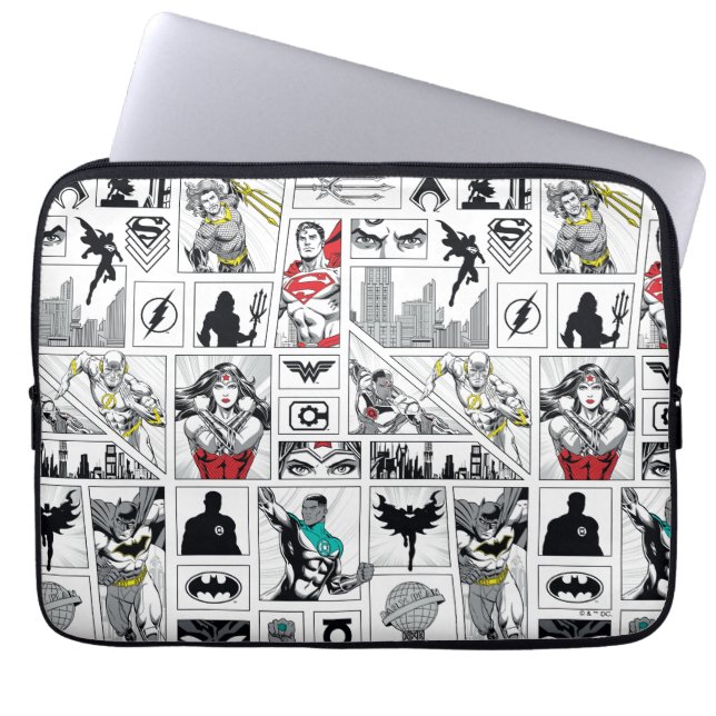 Justice League Heroisk Panel Mönster Laptop Fodral (Framsidan)