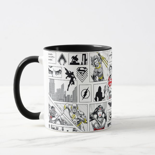 Justice League Heroisk Panel Mönster Mugg (Vänster)