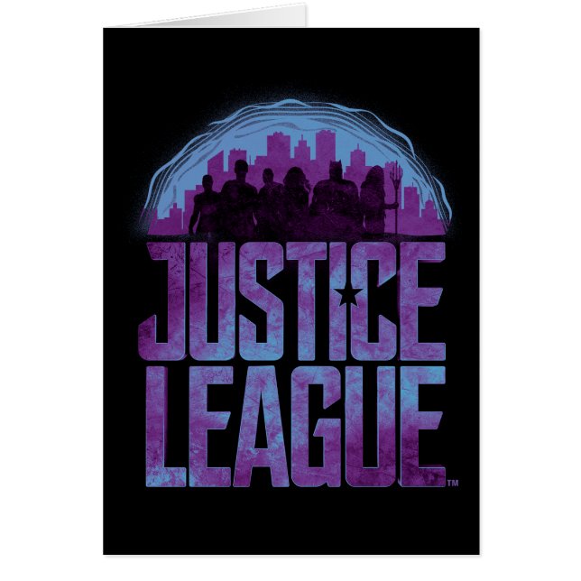Justice League | Justice League City Silhouette Hälsningskort (Framsidan)