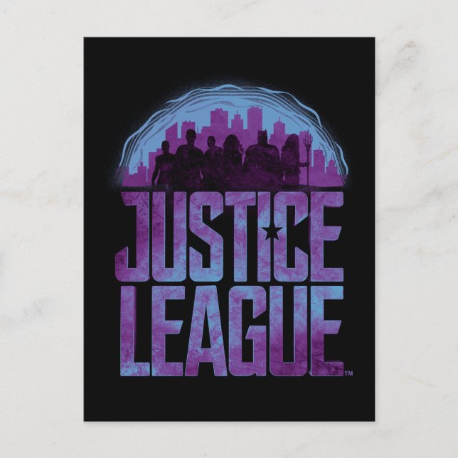 Justice League | Justice League City Silhouette Vykort (Framsida)
