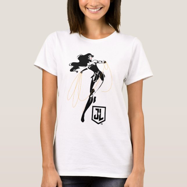 Justice League |  kvinnor med lasso-poppsten T-shirt (Framsida)