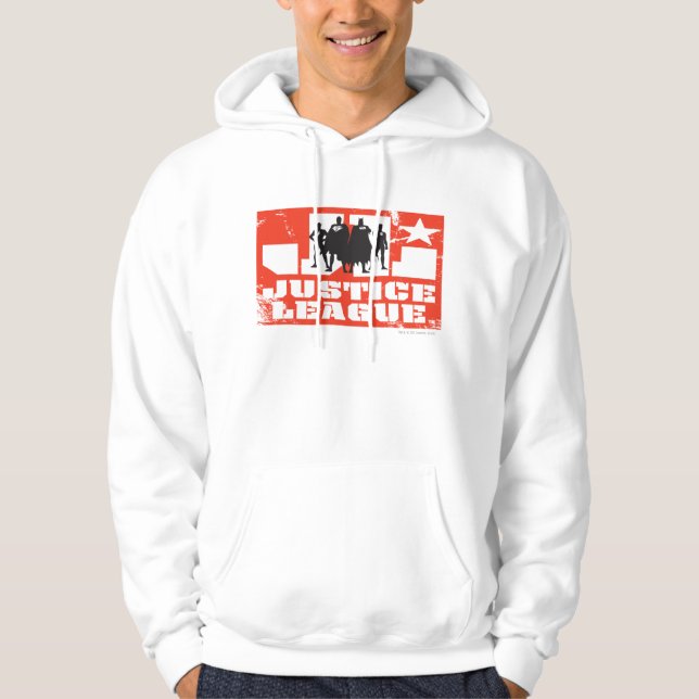 Justice League Logotyp och Character Silhouettes Hoodie (Framsida)