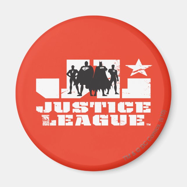Justice League Logotyp och Character Silhouettes Magnet (Framsidan)