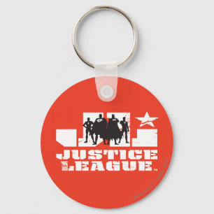 Justice League Logotyp och Character Silhouettes Nyckelring