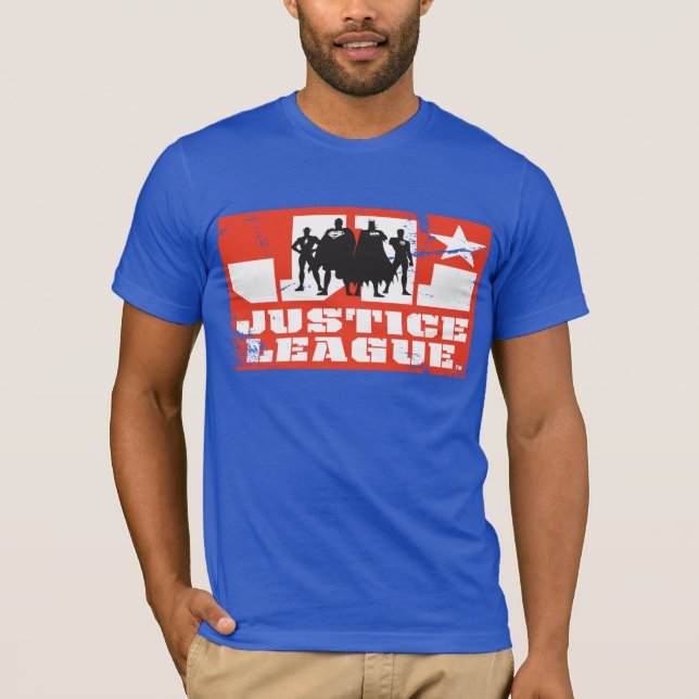 Justice League Logotyp och Character Silhouettes T Shirt (Framsida)
