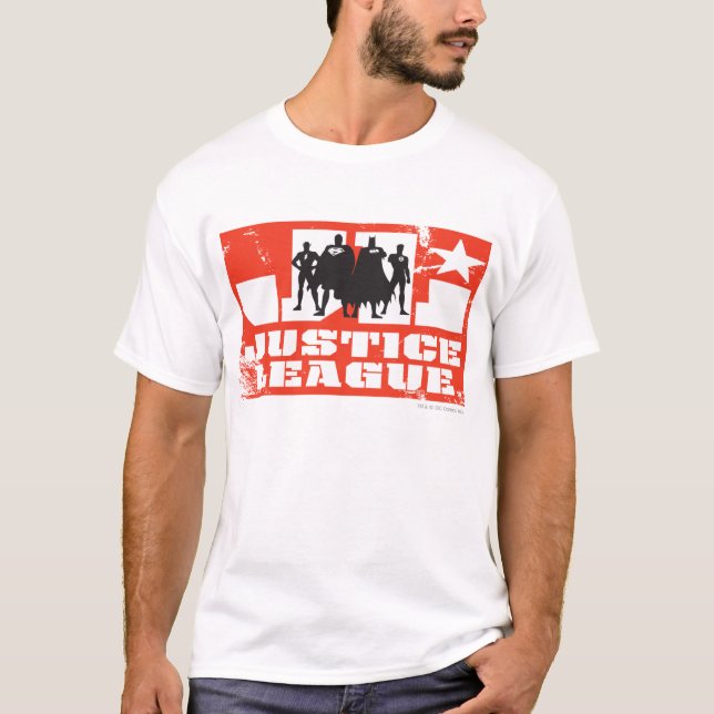 Justice League Logotyp och Character Silhouettes T-shirt (Framsida)