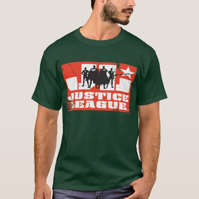 Justice League Logotyp och Character Silhouettes T Shirt (Framsida)