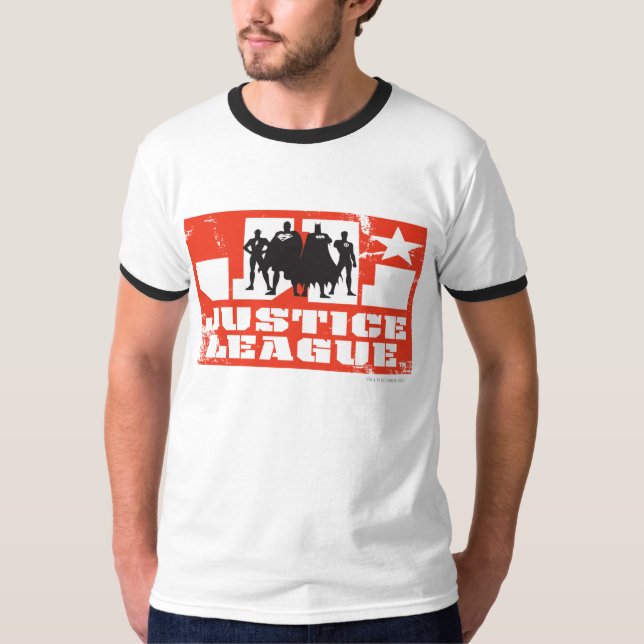 Justice League Logotyp och Character Silhouettes T-shirt (Framsida)