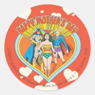 Justice League   LYCKLIG MORS DAG Runt Klistermärke