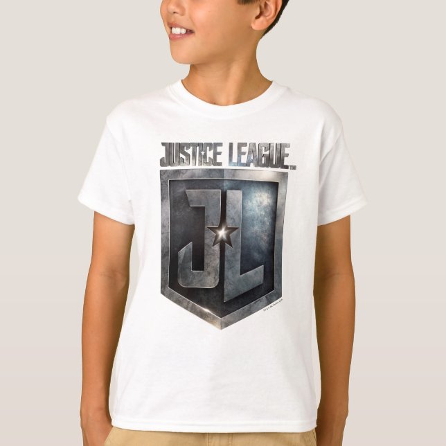 Justice League | Metallic JL Shield T Shirt (Framsida)