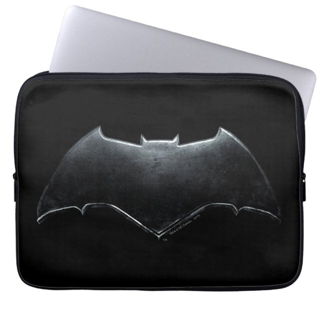 Justice League | Metallisk Batman-symbol Laptop Sleeve (Framsidan)