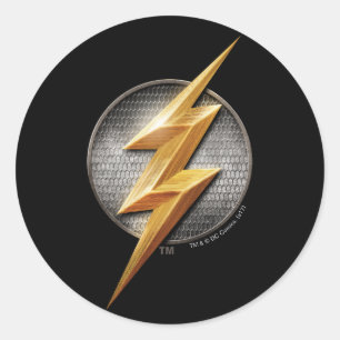 Justice League   Metallisk boltsymbol i Flash Runt Klistermärke
