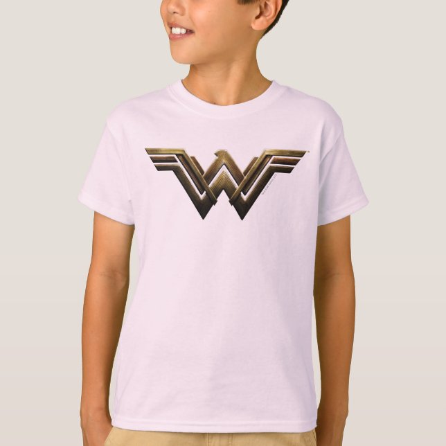 Justice League | Metallisk  kvinnosymbol T-shirt (Framsida)