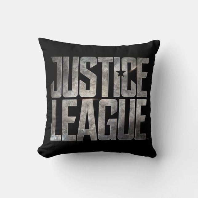 Justice League | Metallisk Logotyp för Rättsligt f Kudde (Framsida)