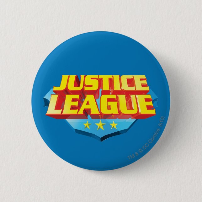 Justice League Namn och Shield Logotyp Knapp (Framsida)