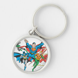 Justice League of America Group 4 Rund Silverfärgad Nyckelring