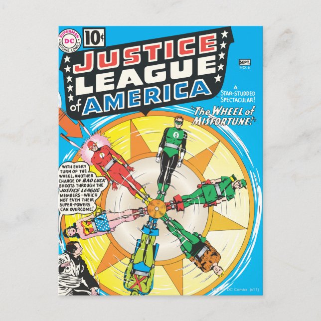Justice League of America Issue #6 - Sept Vykort (Framsida)