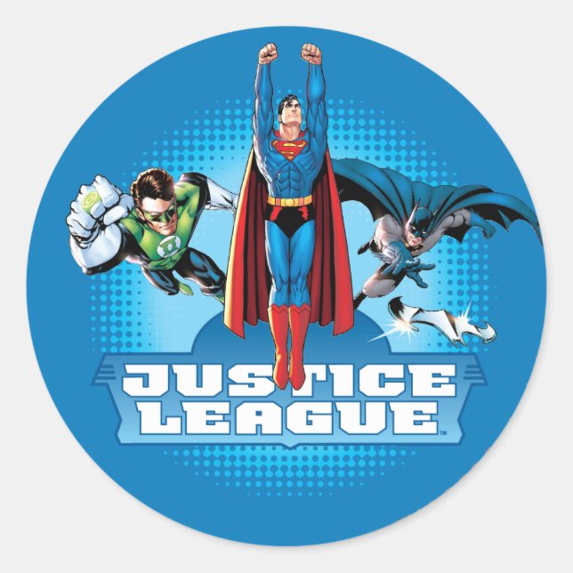 Justice League Power Trio Runt Klistermärke (Framsida)