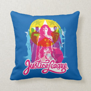 Justice League Retro Group & Logotyp Pop Art Kudde