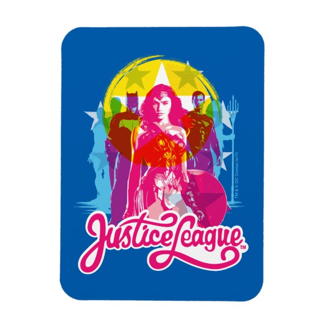 Justice League | Retro Group & Logotyp Pop Art Magnet (Vertikal)