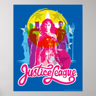 Justice League   Retro Group & Logotyp Pop Art Poster
