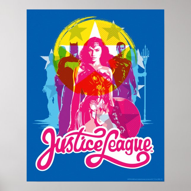 Justice League | Retro Group & Logotyp Pop Art Poster (Framsidan)