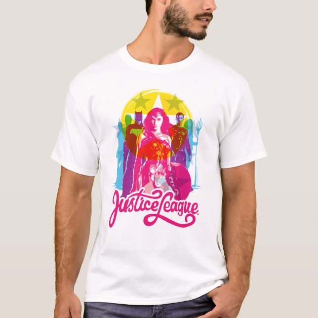 Justice League | Retro Group & Logotyp Pop Art Tee (Framsida)