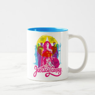 Justice League Retro Group & Logotyp Pop Art Två-Tonad Mugg