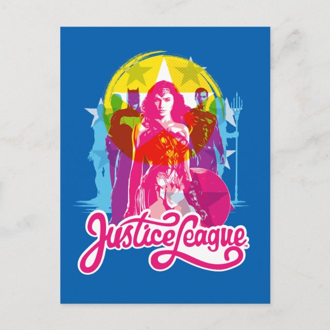 Justice League | Retro Group & Logotyp Pop Art Vykort (Framsida)
