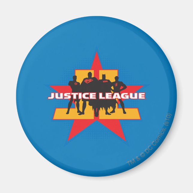 Justice League Silhouettes och Star Background Magnet (Framsidan)