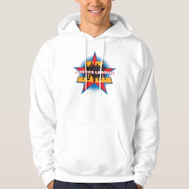 Justice League Silhouettes och Star Background Munkjacka (Framsida)