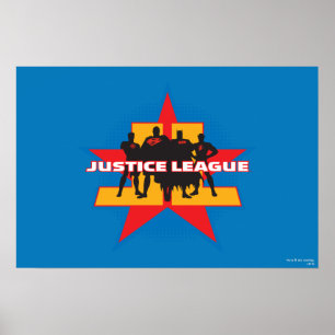 Justice League Silhouettes och Star Background Poster