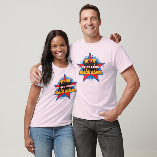Justice League Silhouettes och Star Background T-shirt (Unisex)