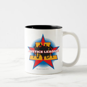 Justice League Silhouettes och Star Background Två-Tonad Mugg