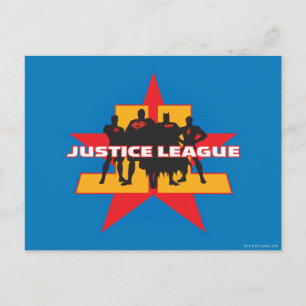 Justice League Silhouettes och Star Background Vykort