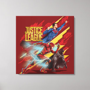 Justice League   Superman, Flash och Batman Badge Canvastryck