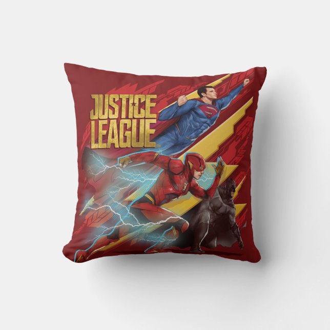 Justice League | Superman, Flash och Batman Badge Kudde (Framsida)