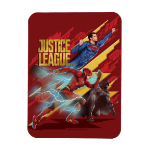 Justice League   Superman, Flash och Batman Badge Magnet