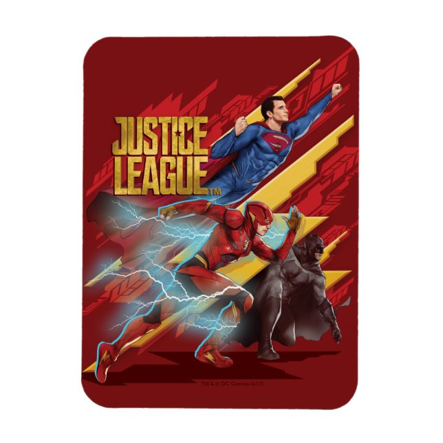 Justice League | Superman, Flash och Batman Badge Magnet (Vertikal)