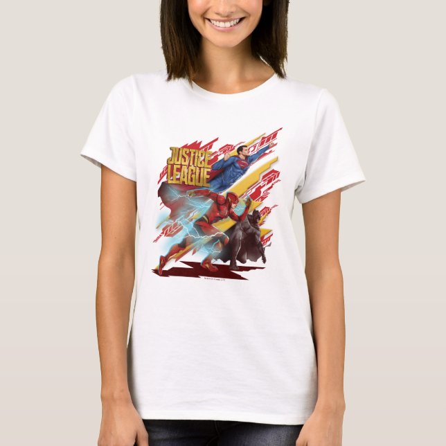 Justice League | Superman, Flash och Batman Badge T-shirt (Framsida)