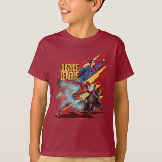 Justice League | Superman, Flash och Batman Badge Tee (Framsida)